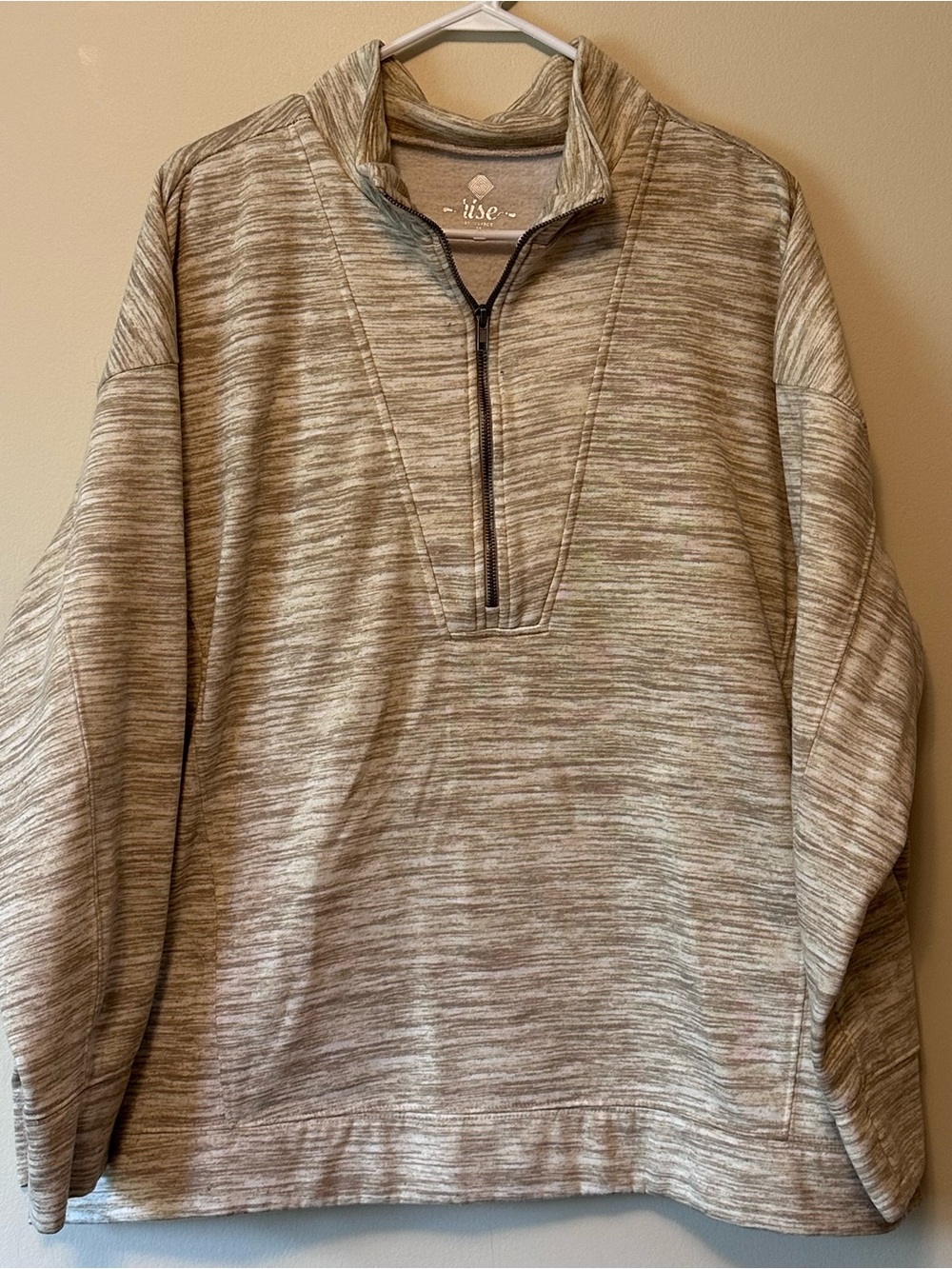 LuLaRoe Persistent Zip Pullover in Heather Tan -2X